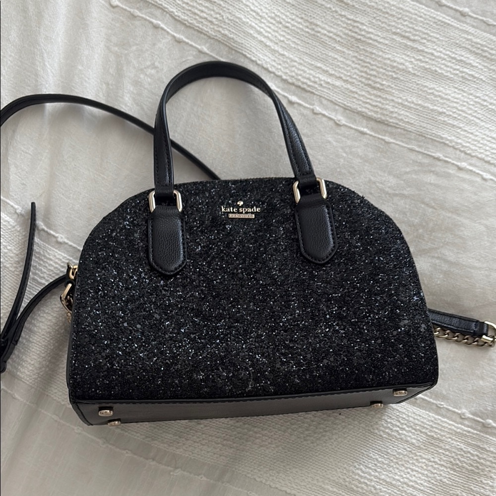Kate Spade Black Satchel with Sparkling Finish